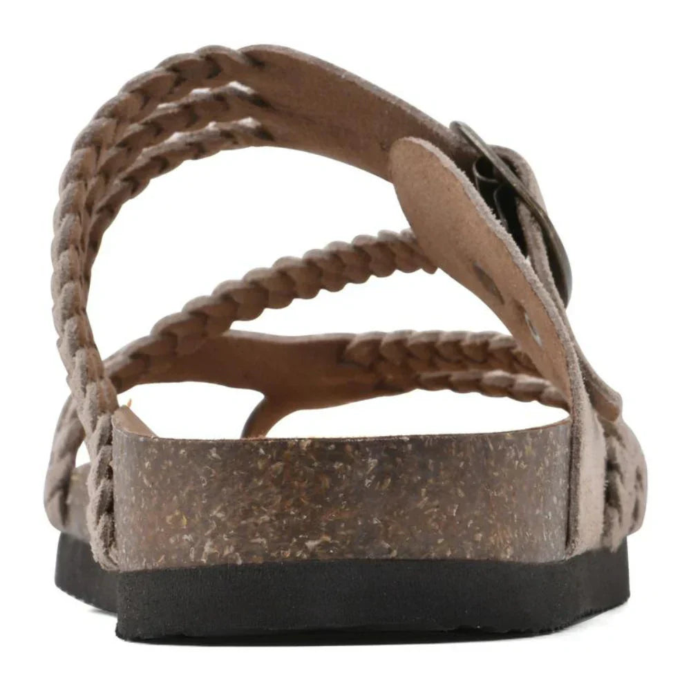 Sandalias mujer bohemias con tiras trenzadas y hebilla ajustable