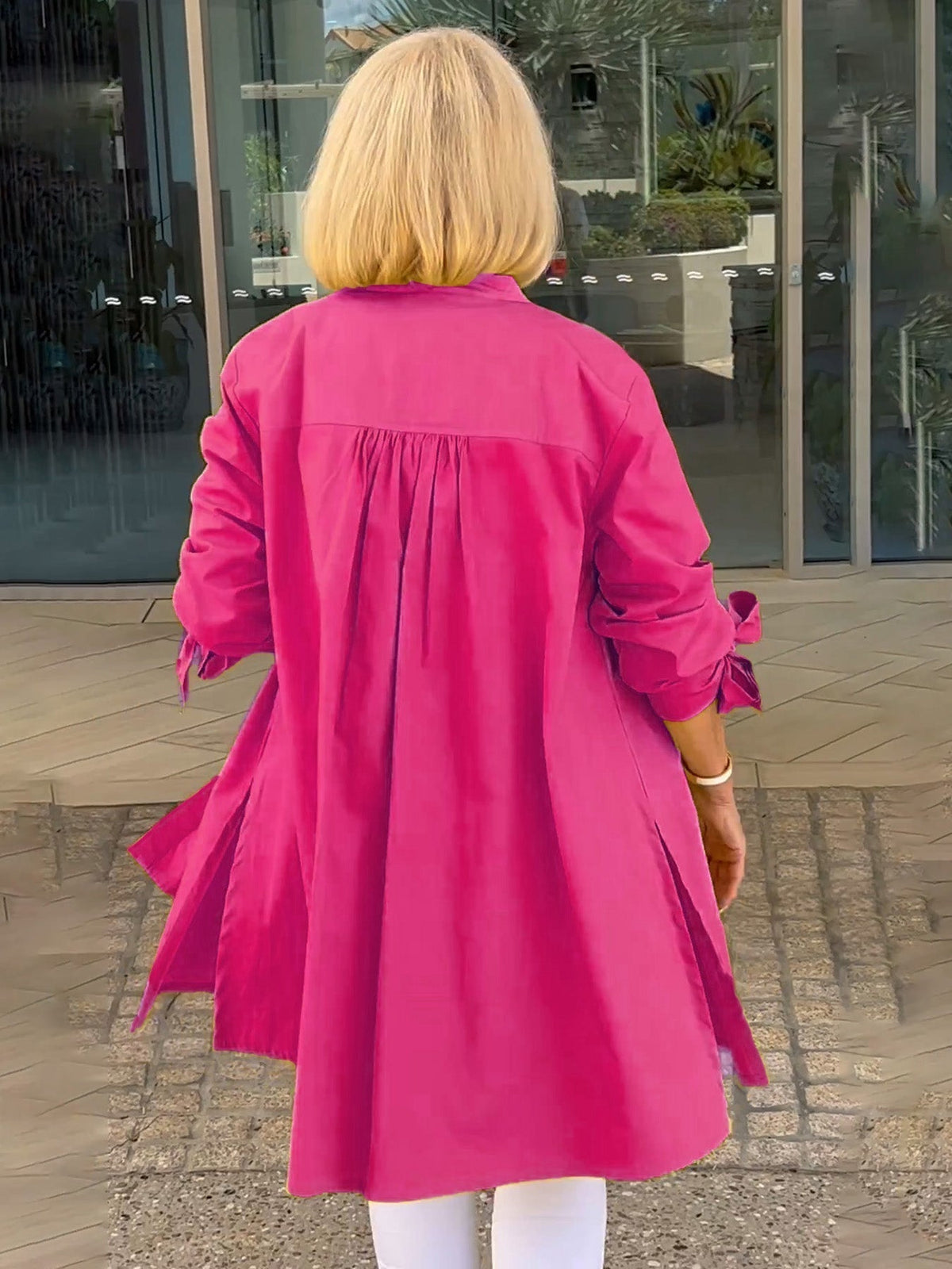 Chaqueta camisa mujer larga algodón elegante