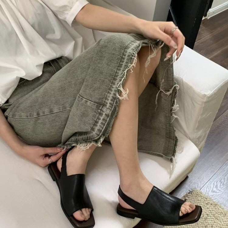 Sandalias abiertas mujer elegantes con tacón bajo cómodo