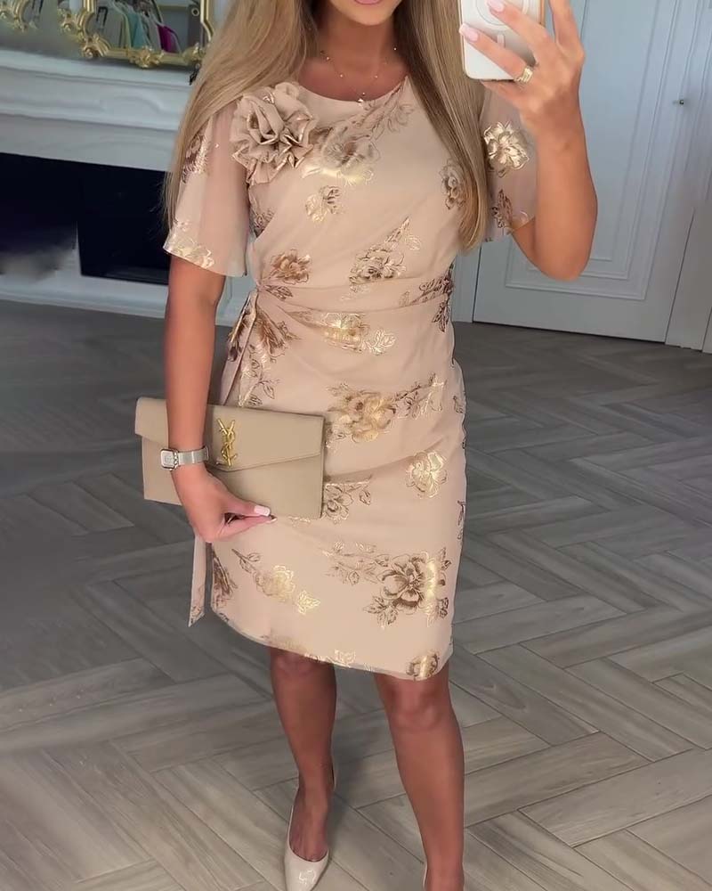 Vestido mujer elegante con estampado floral y corte entallado