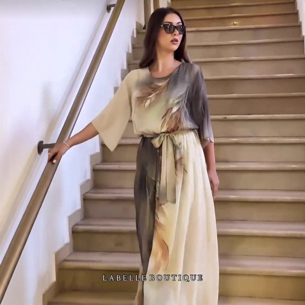 Vestido mujer maxi elegante de gasa estampada