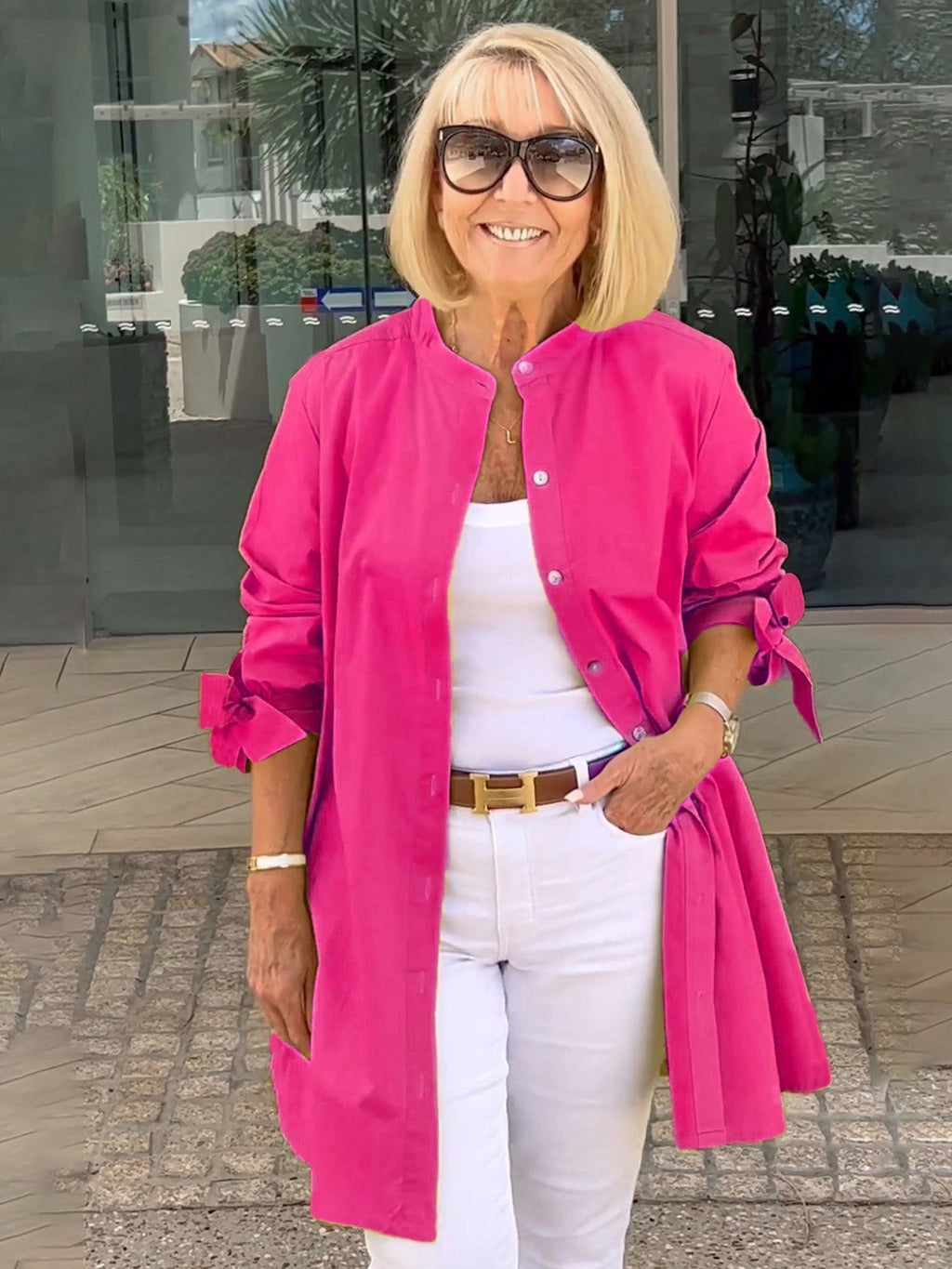 Chaqueta camisa mujer larga algodón elegante