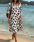 Vestido para mujer con estampado de lunares y mangas con volantes