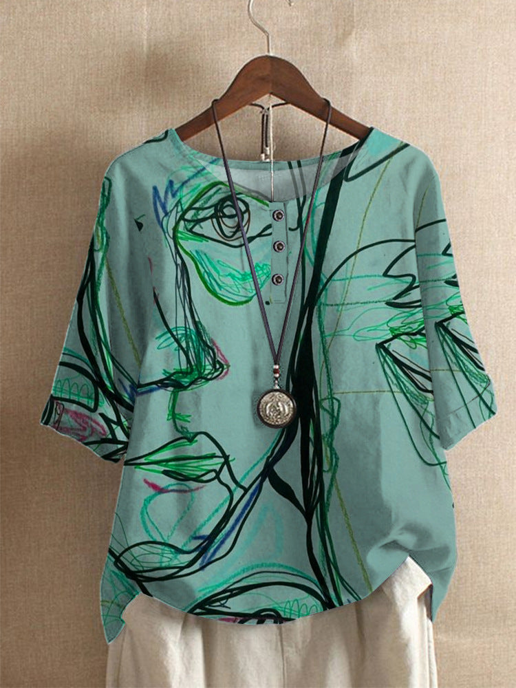 Camiseta mujer artística estampado abstracto casual