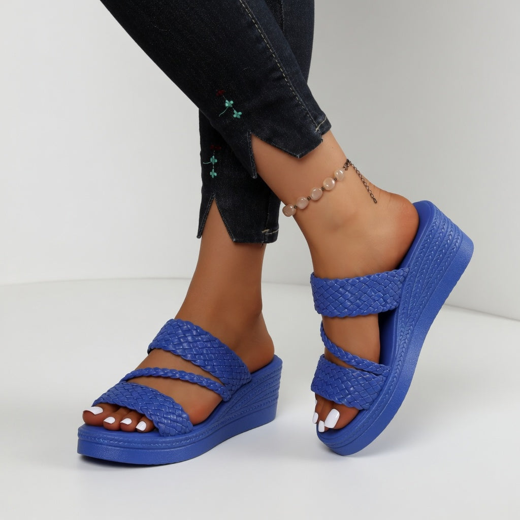 Sandalias mujer con tiras trenzadas y plataforma cómoda