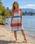 Vestido de poliéster sin mangas con estampado bohemio playero