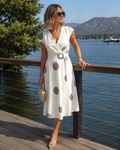 Vestido midi para mujer con lunares y escote en V