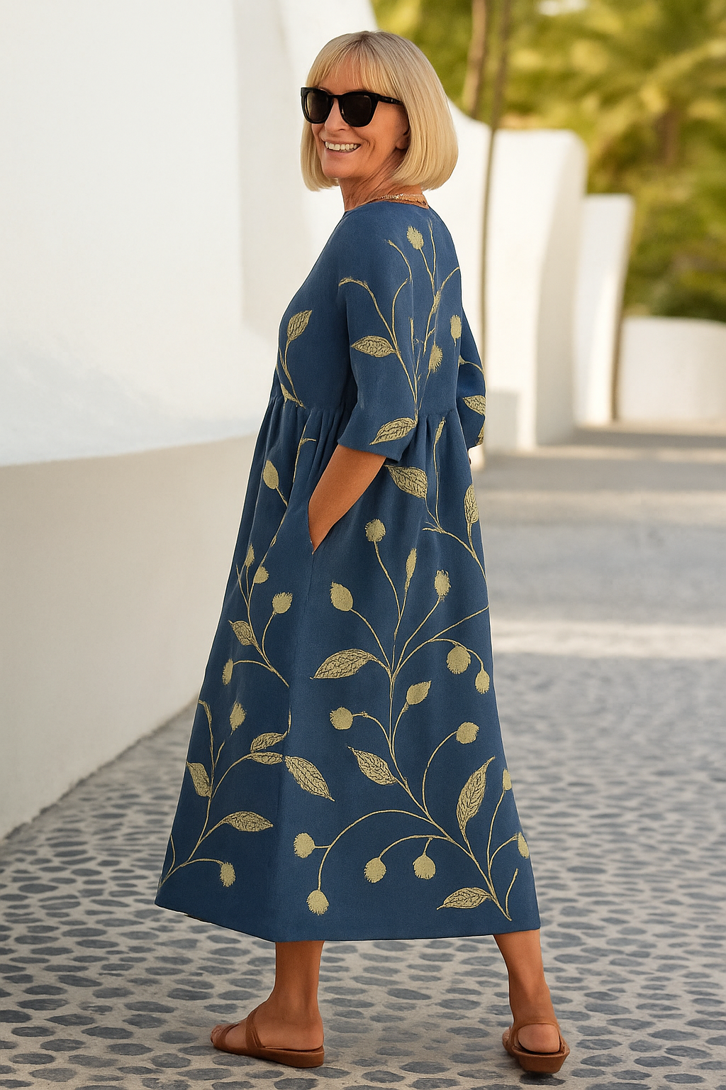 Vestido midi mujer con estampado floral elegante y fluido