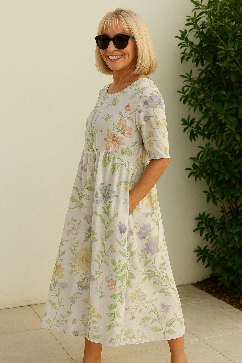 Vestido midi mujer con estampado floral elegante y fluido