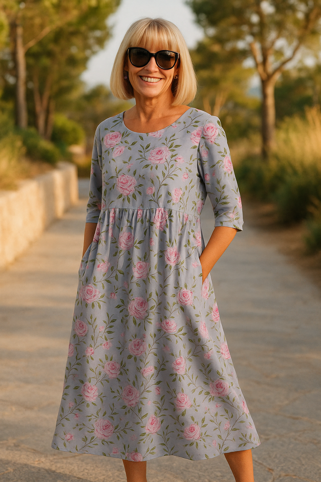 Vestido midi mujer con estampado floral elegante y fluido