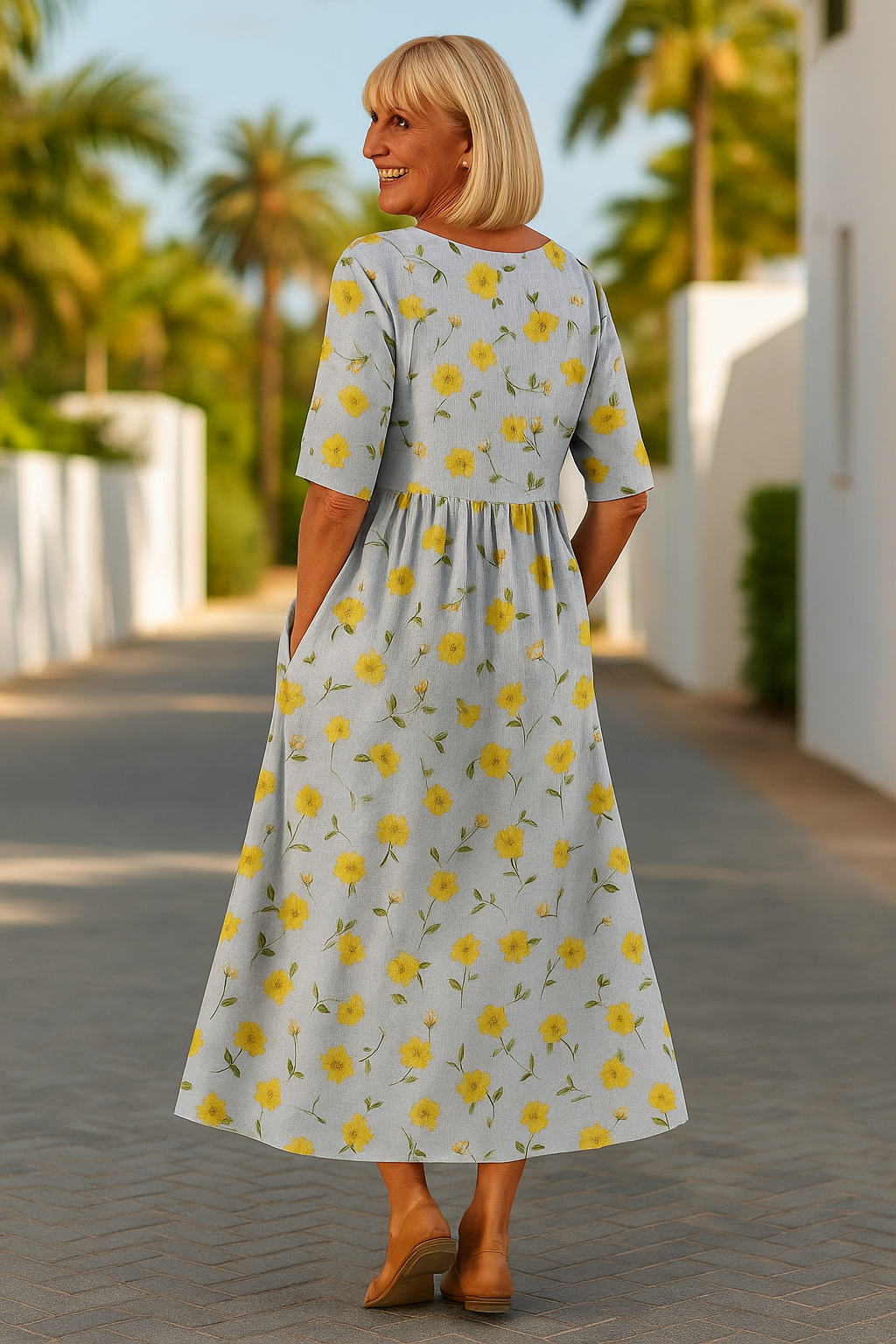 Vestido midi mujer con estampado floral elegante y fluido