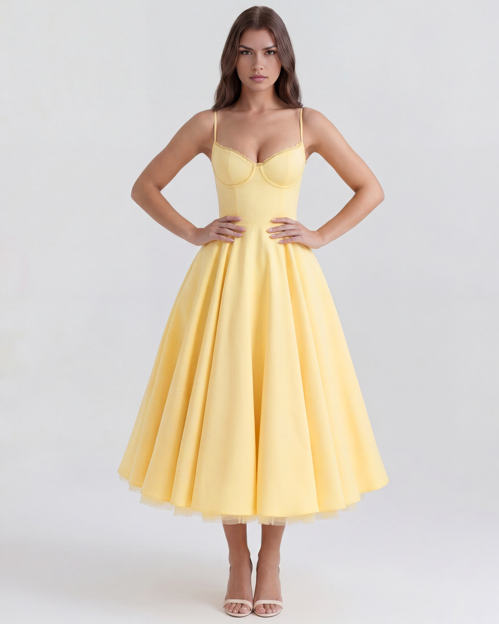 Selene - Vestido midi con capas de tul y bolsillos ocultos