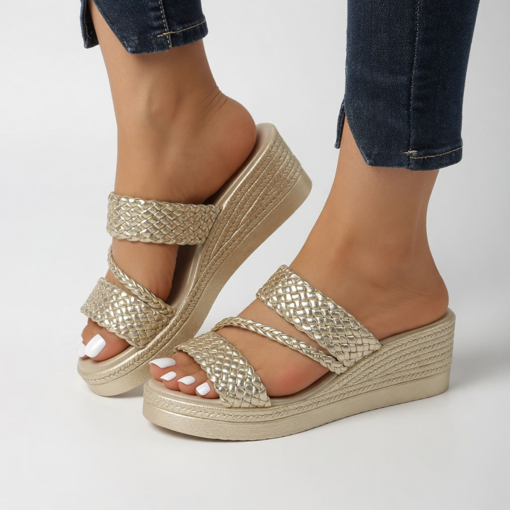 Sandalias mujer con tiras trenzadas y plataforma cómoda