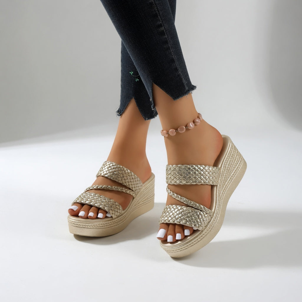 Sandalias mujer con tiras trenzadas y plataforma cómoda