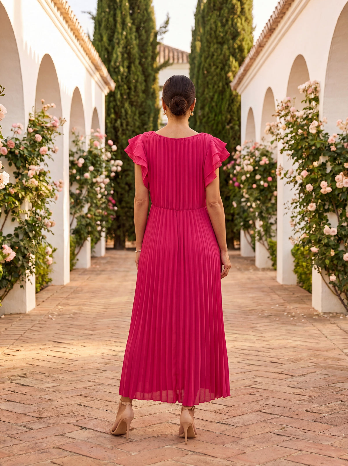 Vestido mujer elegante plisado para ocasiones especiales