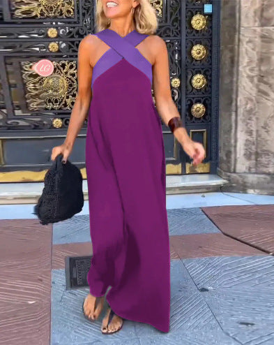 Vestido largo para mujer con escote cruzado y diseño fluido