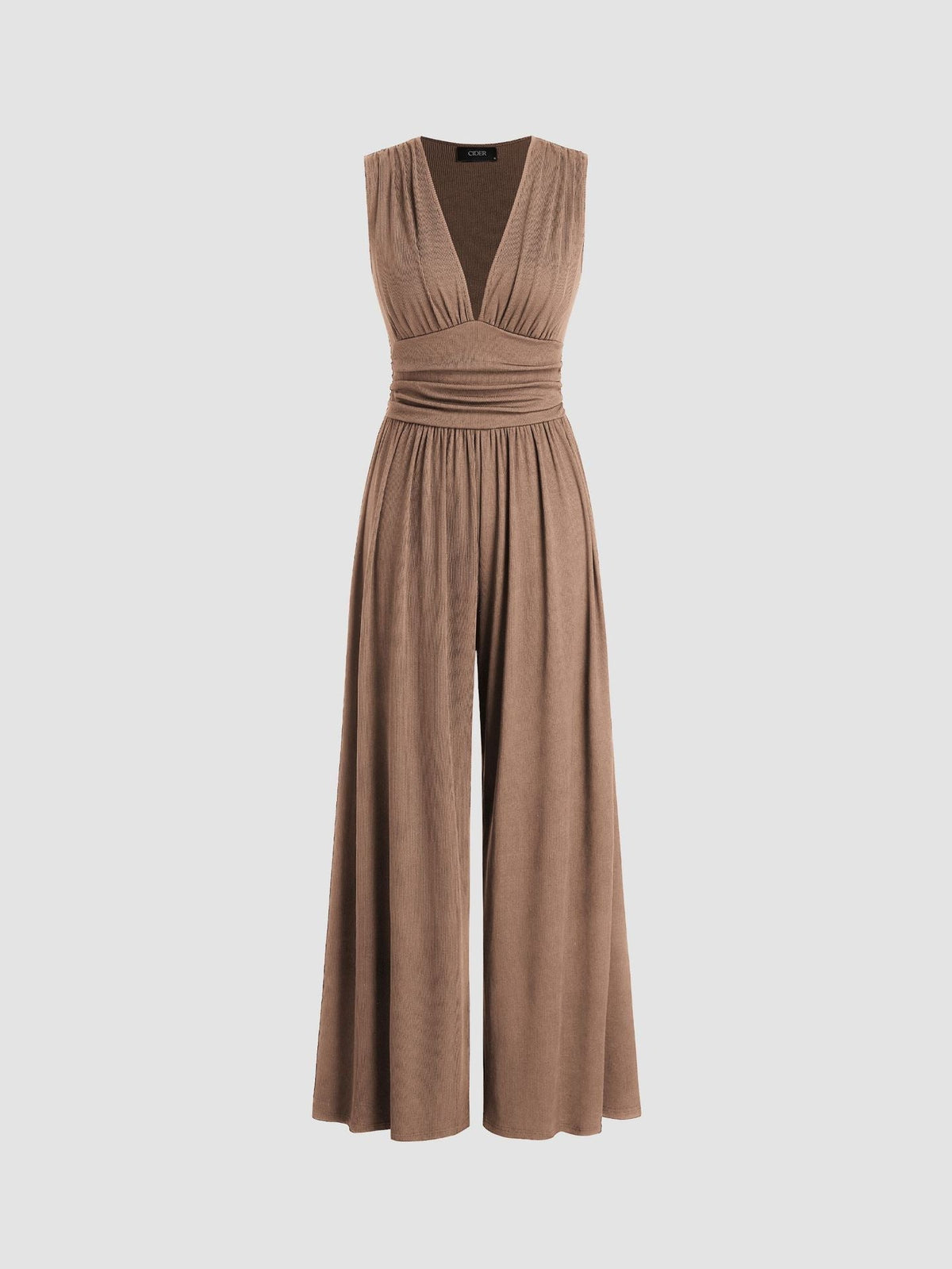 Mono mujer elegante de pierna ancha con escote profundo en V