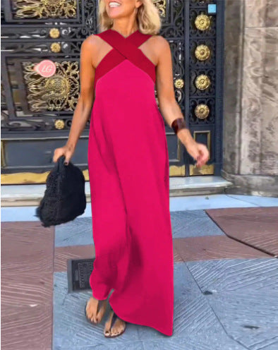 Vestido largo para mujer con escote cruzado y diseño fluido