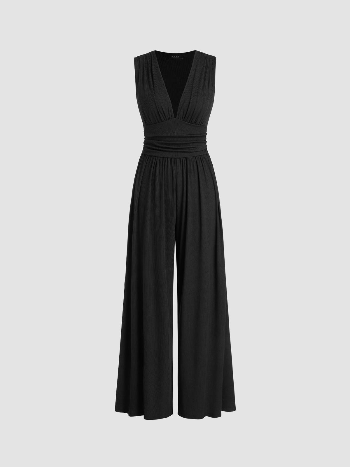 Mono mujer elegante de pierna ancha con escote profundo en V