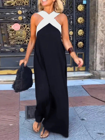Vestido largo para mujer con escote cruzado y diseño fluido