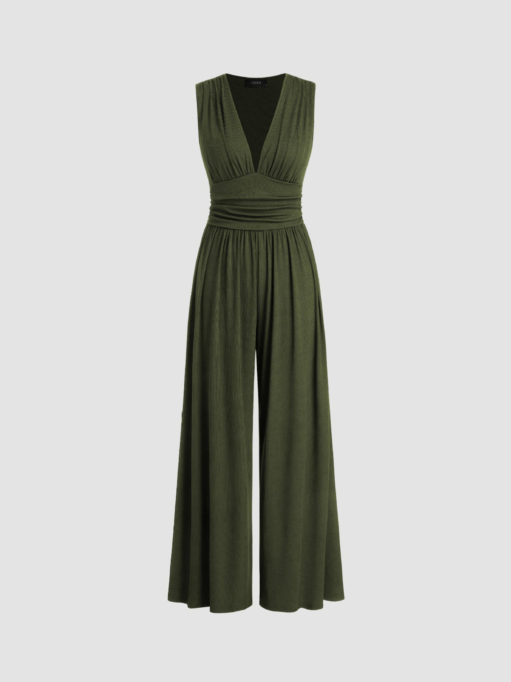 Mono mujer elegante de pierna ancha con escote profundo en V