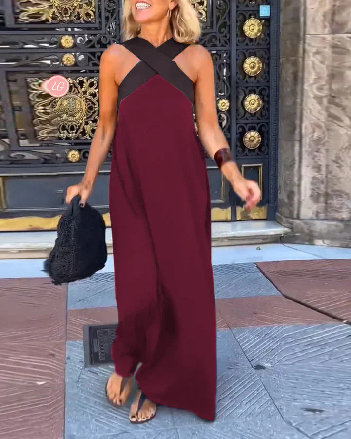 Vestido largo para mujer con escote cruzado y diseño fluido