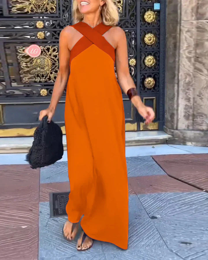 Vestido largo para mujer con escote cruzado y diseño fluido
