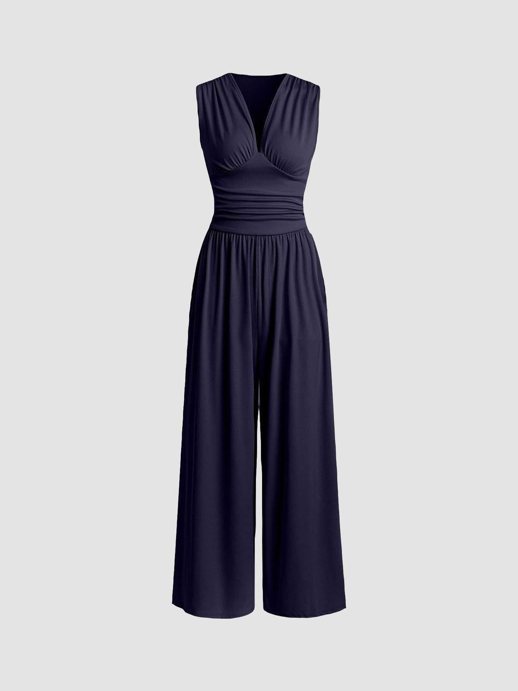 Mono mujer elegante de pierna ancha con escote profundo en V