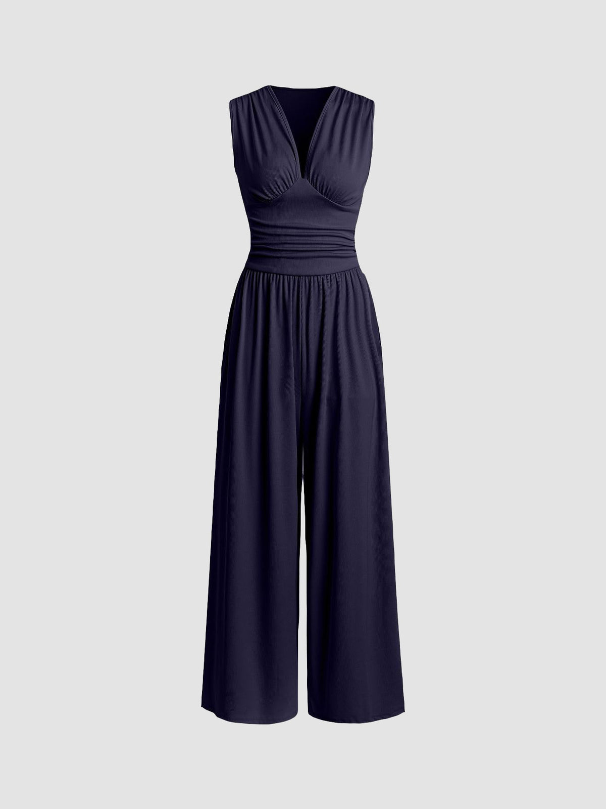 Mono mujer elegante de pierna ancha con escote profundo en V