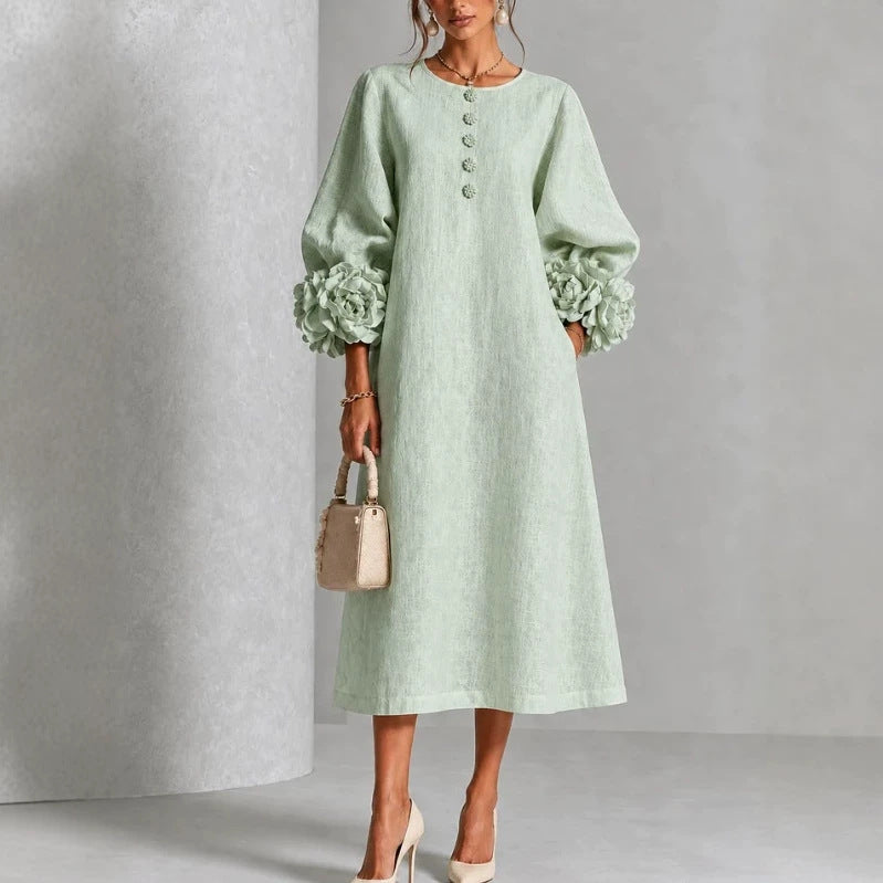 Vestido Emilia de Botones y Puños Florales