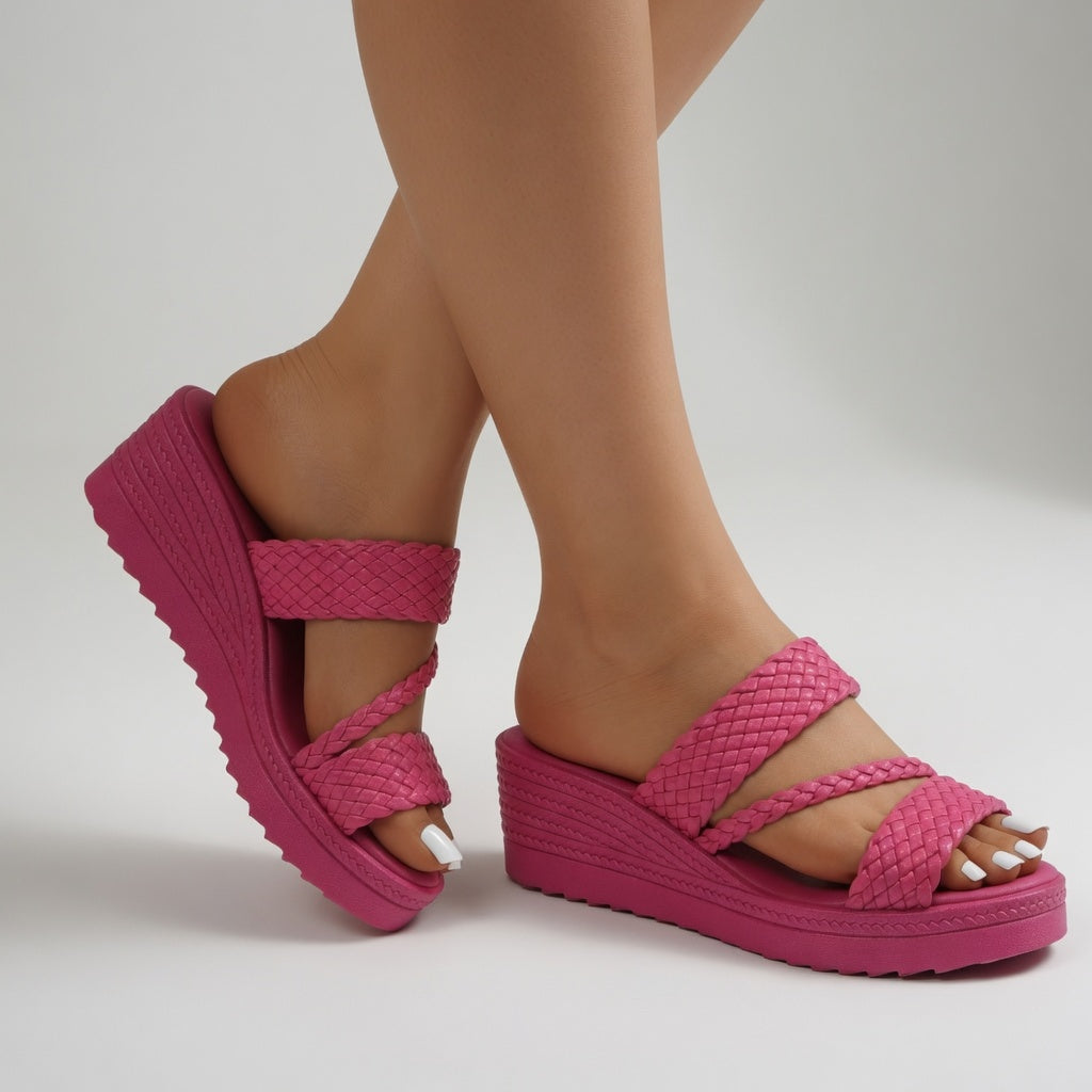 Sandalias mujer con tiras trenzadas y plataforma cómoda