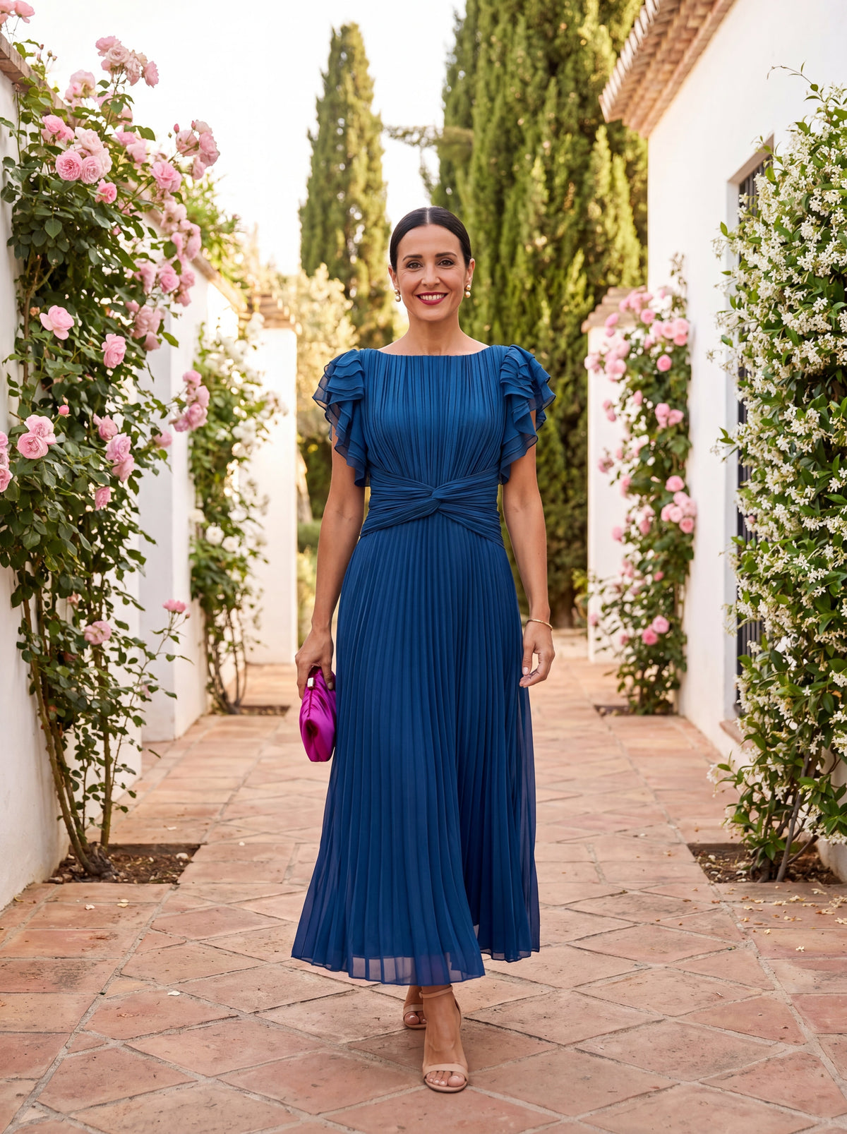 Vestido mujer elegante plisado para ocasiones especiales