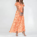 Vestido maxi mujer con estampado floral y escote en V