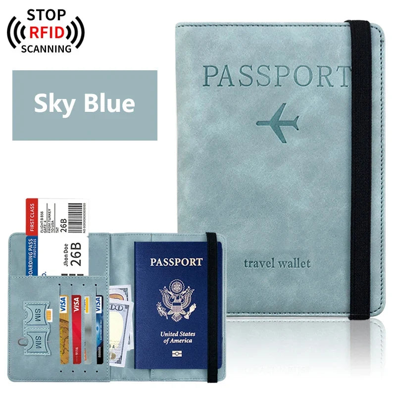 Portapasaporte unisex de PU con ranuras para tarjetas y billetes