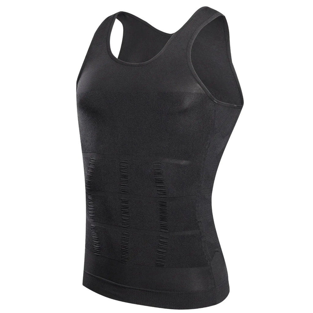 Camiseta compresiva hombre sin costuras para control abdominal