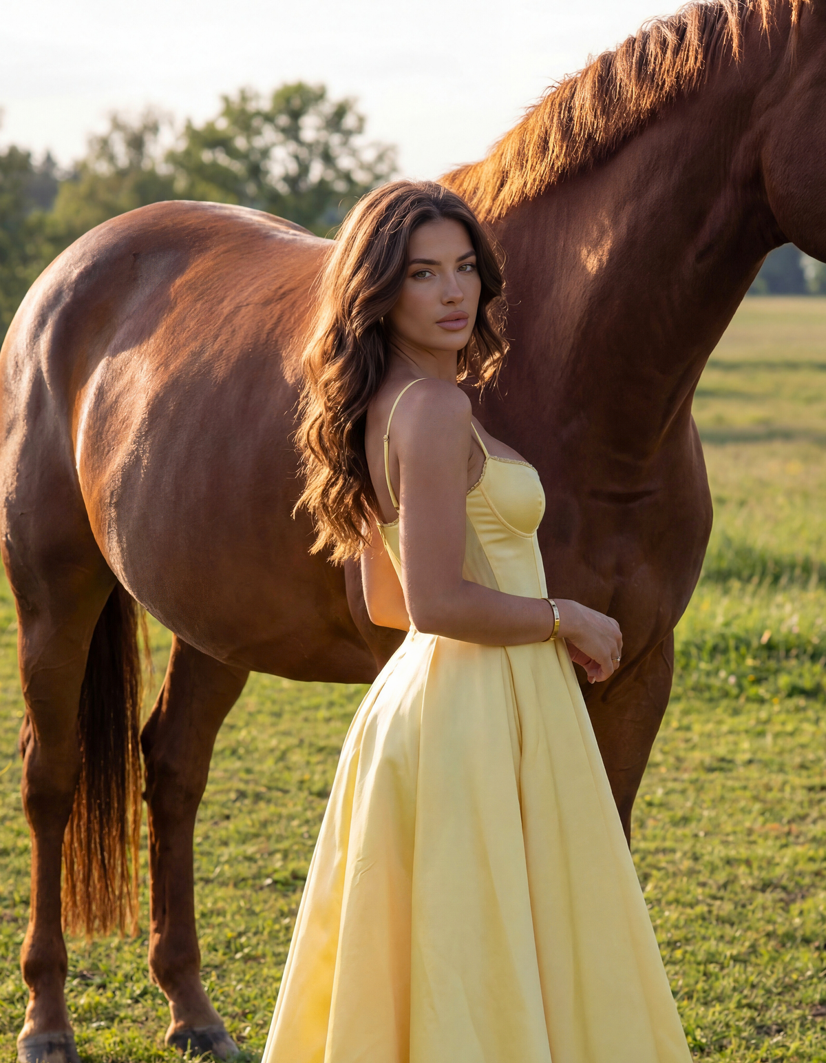 Selene - Vestido midi con capas de tul y bolsillos ocultos