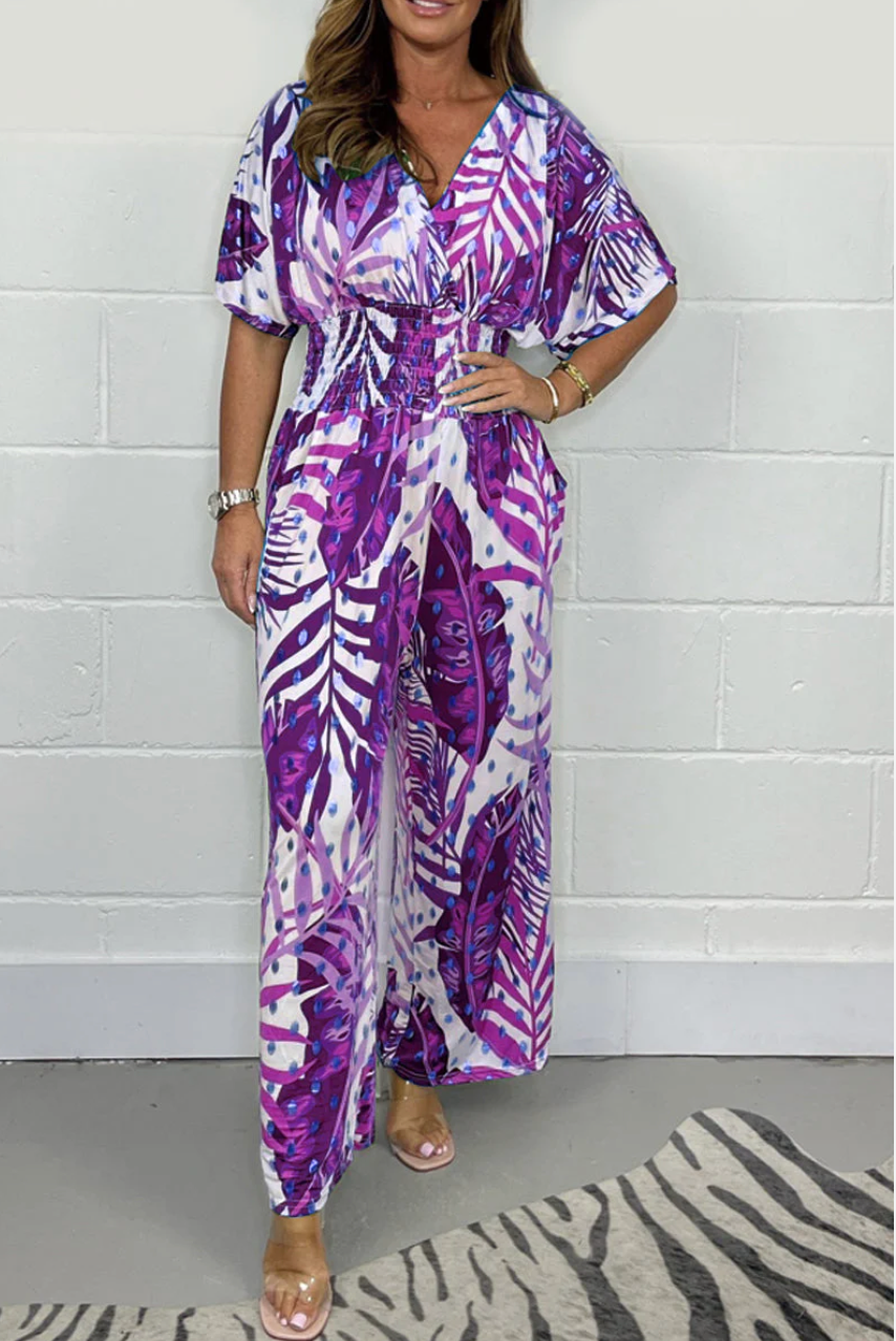 Mono mujer tropical fluido estampado hojas verano