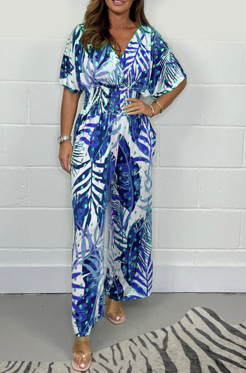 Mono mujer tropical fluido estampado hojas verano