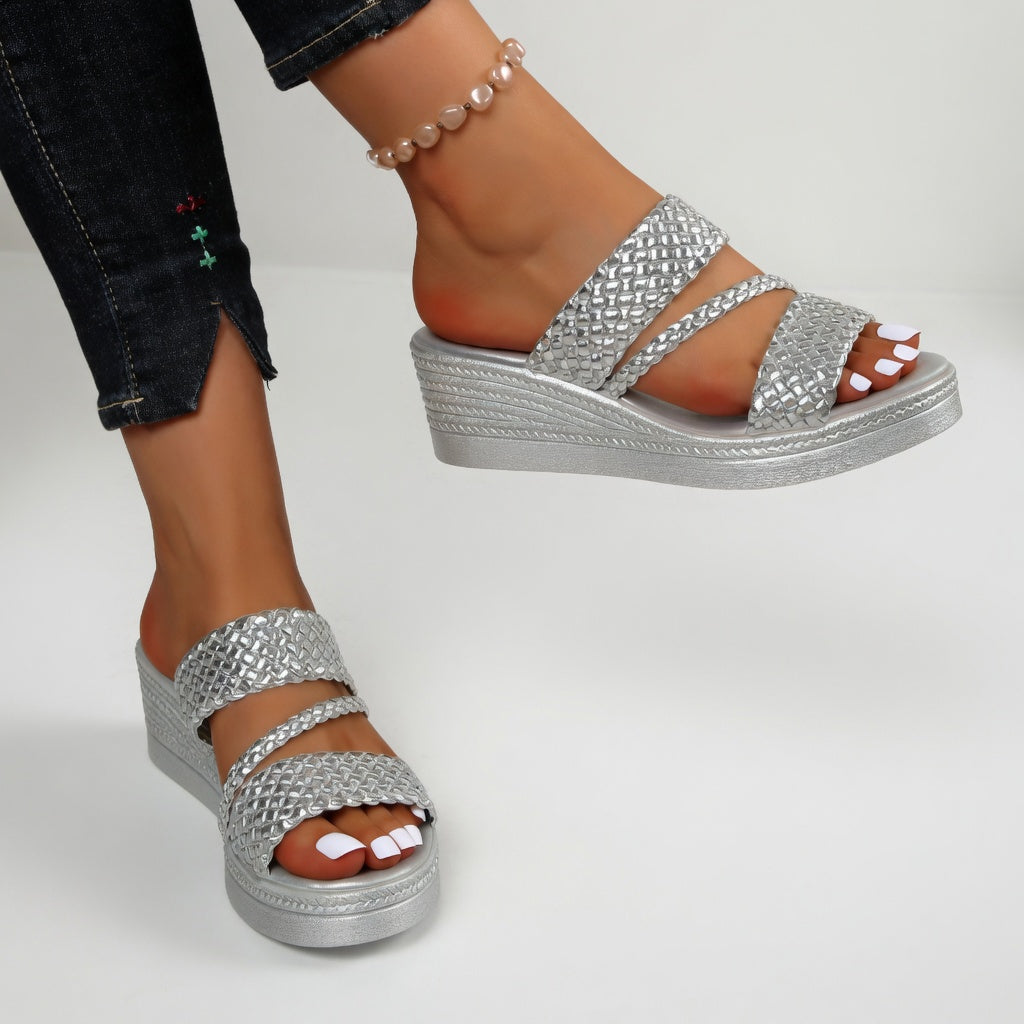 Sandalias mujer con tiras trenzadas y plataforma cómoda