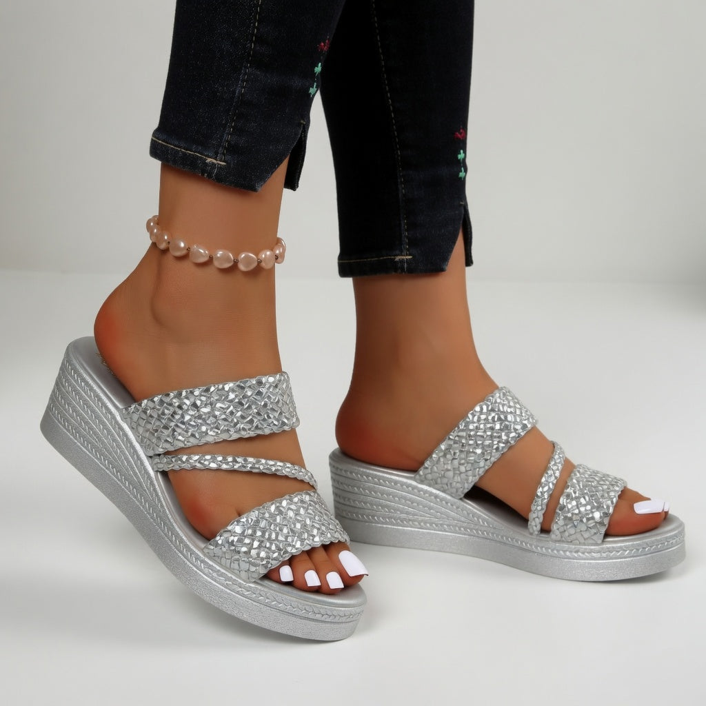 Sandalias mujer con tiras trenzadas y plataforma cómoda