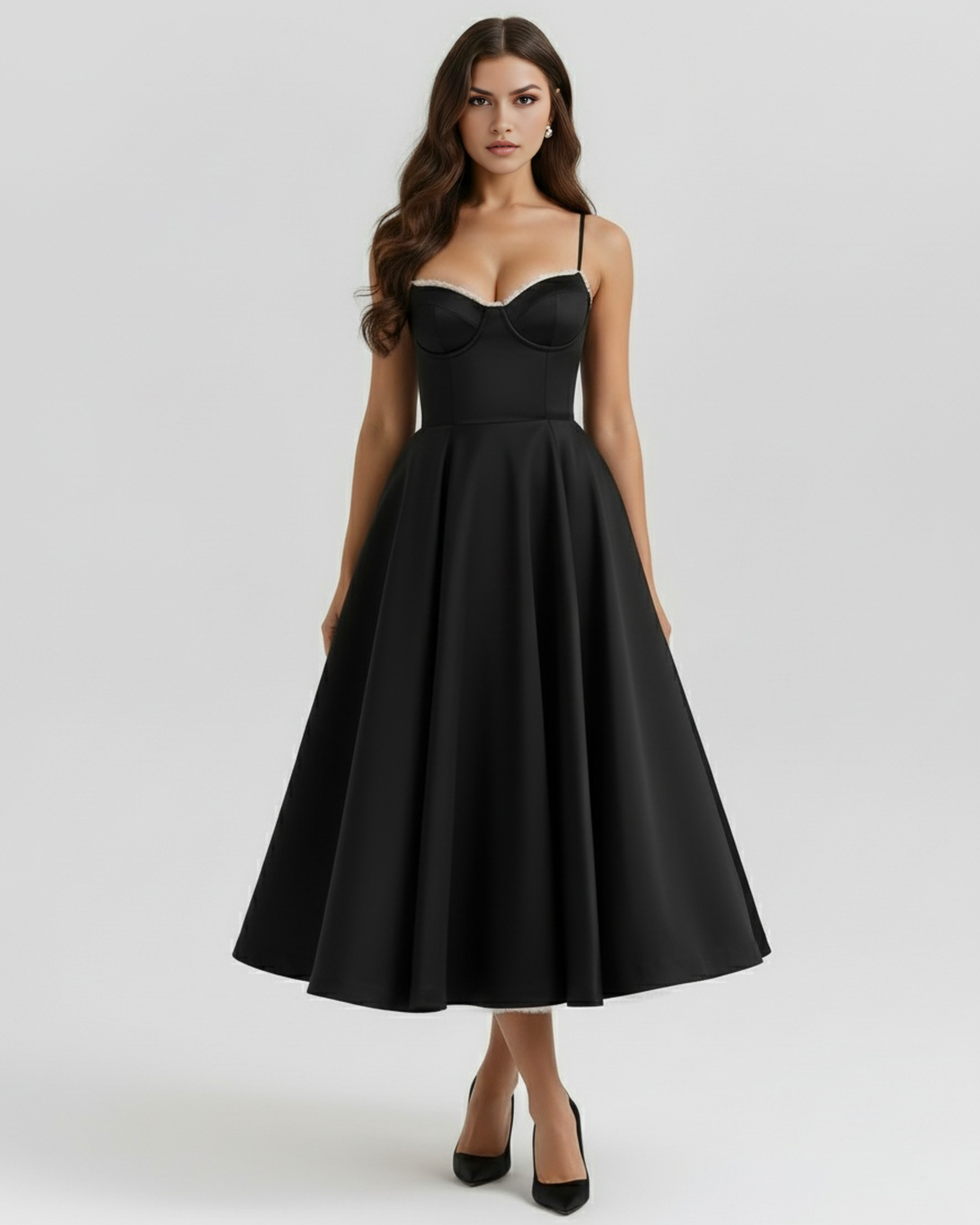 Selene - Vestido midi con capas de tul y bolsillos ocultos