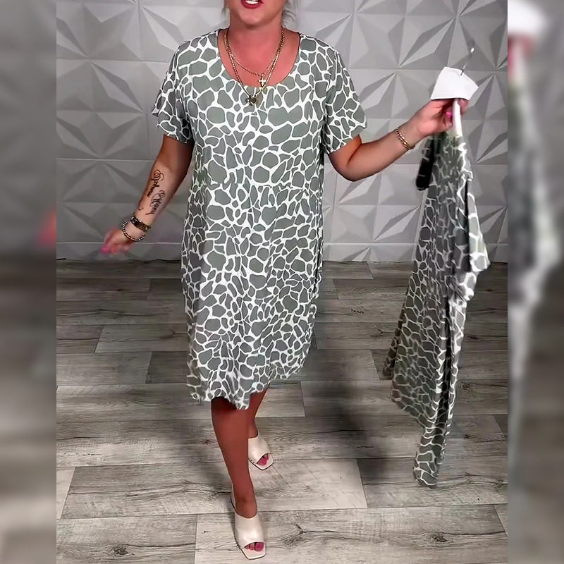 Vestido casual para mujer con estampado moderno y corte fluido