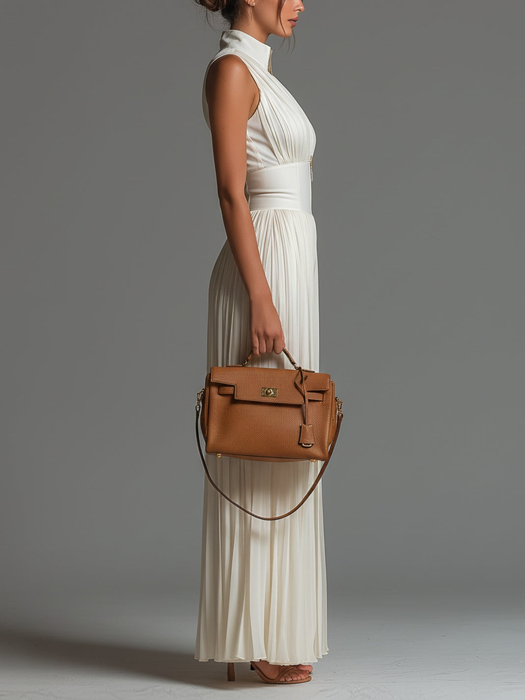 Mono mujer elegante plisado con piernas anchas