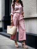 Conjunto de Lino · Blusa Fluida y Pantalón Ancho