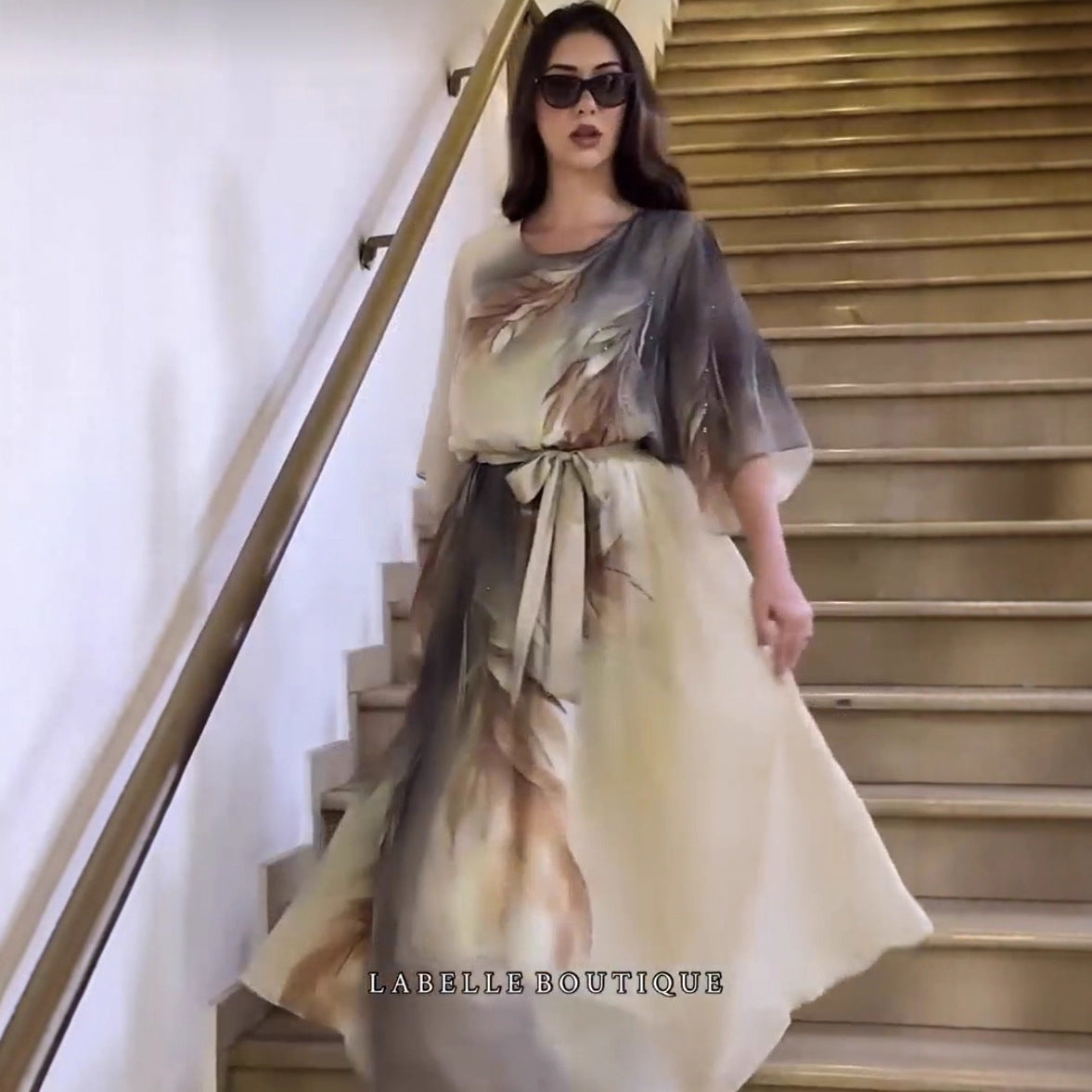 Vestido mujer maxi elegante de gasa estampada