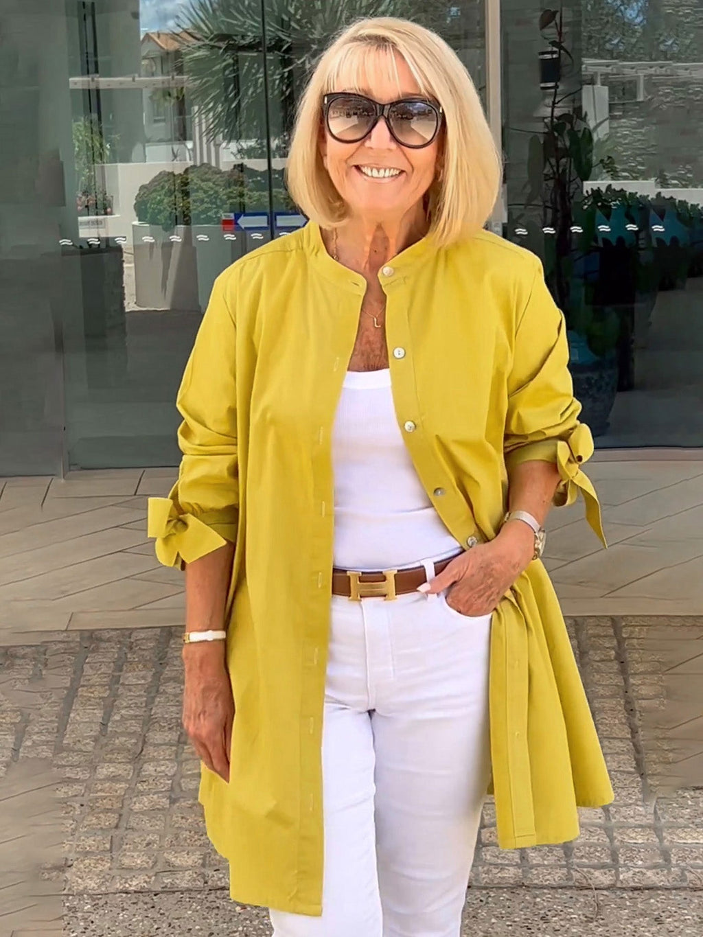 Chaqueta camisa mujer larga algodón elegante