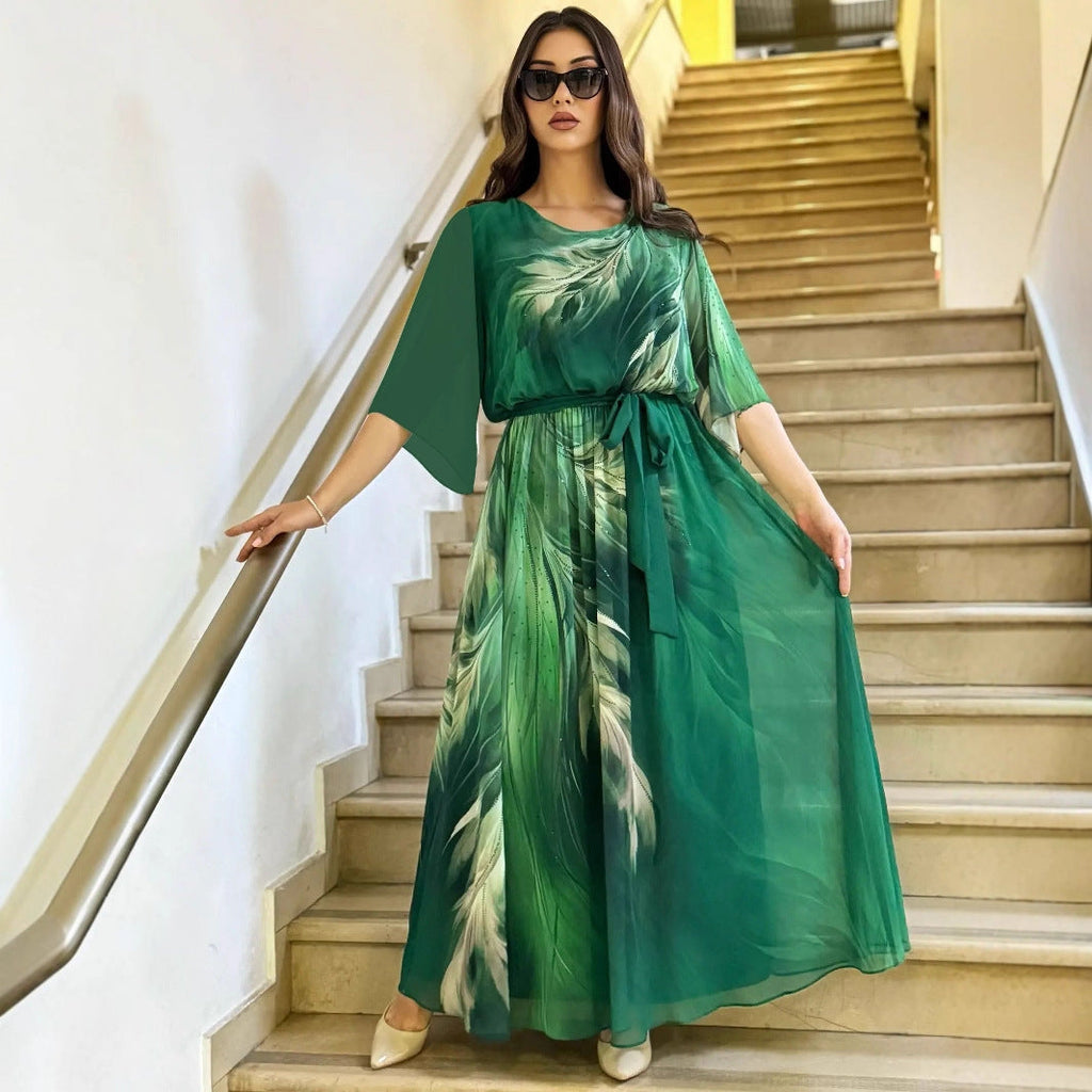 Vestido mujer maxi elegante de gasa estampada