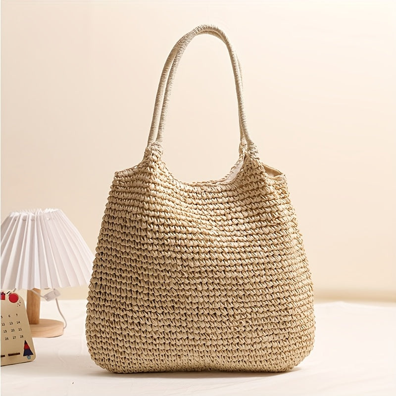 Manuela | Bolso de Hombro de Paja Trenzada — Natural Claro