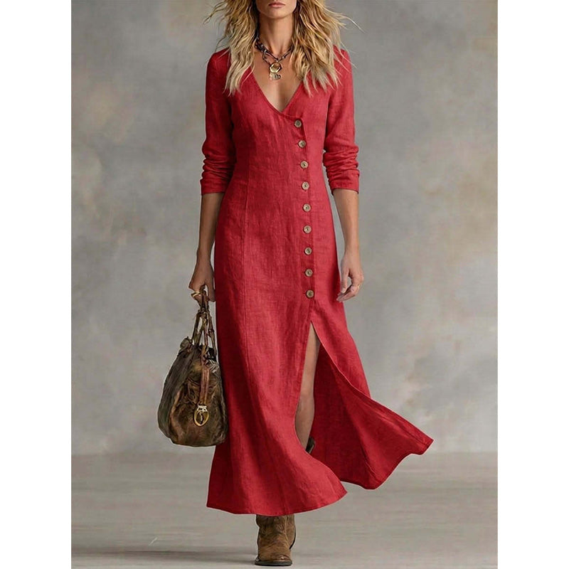 Vestido mujer vintage elegante con botones