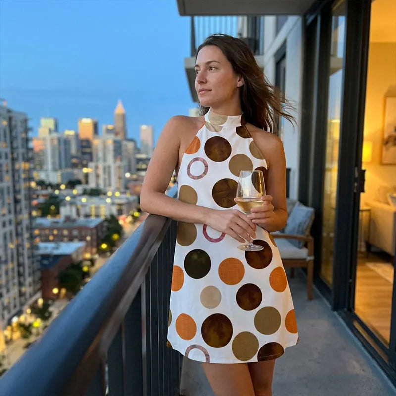 Vestido corto mujer lunares con cuello halter verano chic